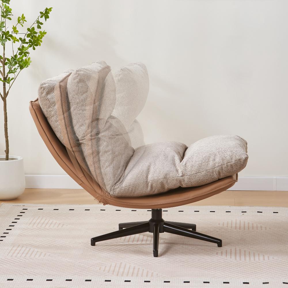 Poltrona Giratoria Marsella, Taupe y Beige, Con Diseño Moderno