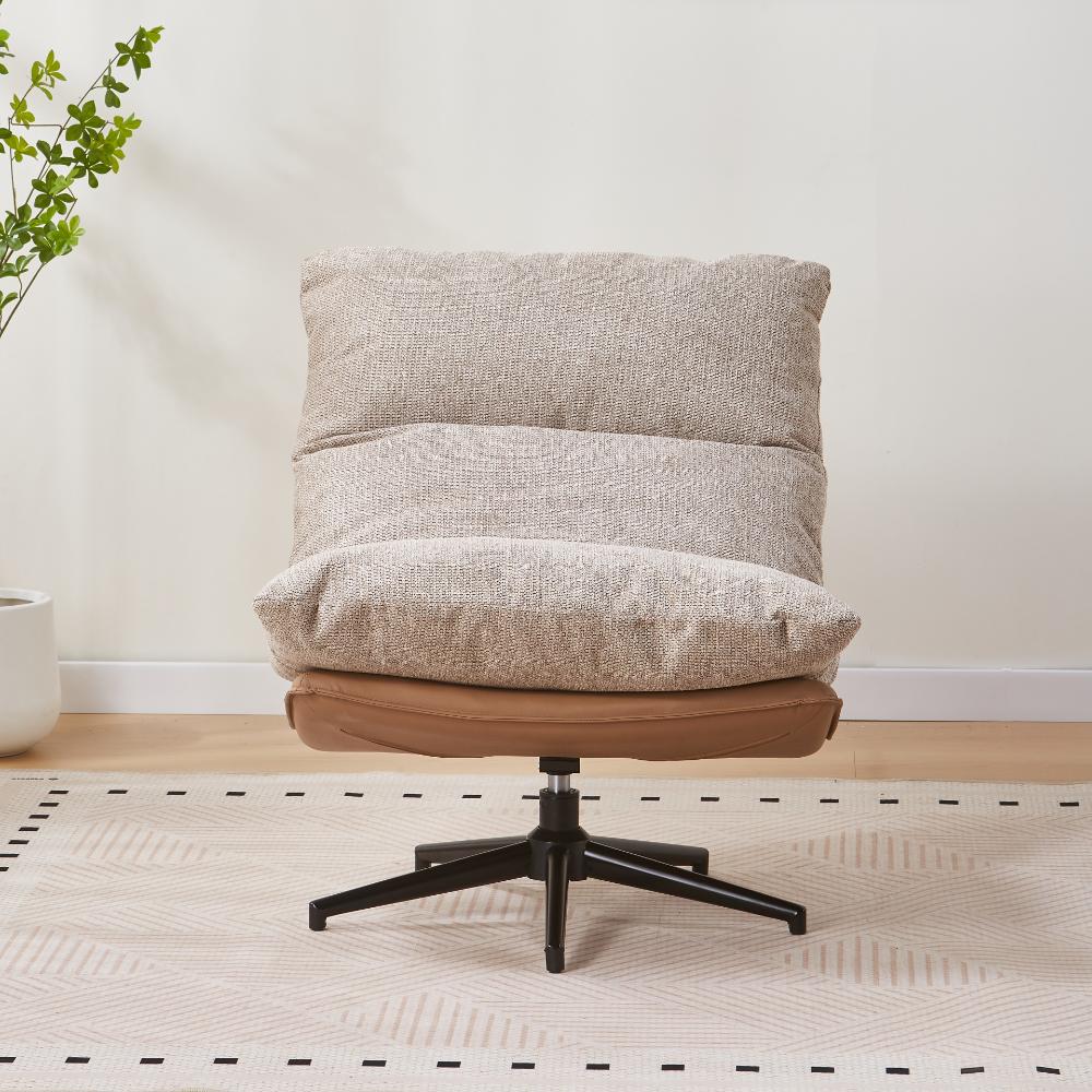 Poltrona Giratoria Marsella, Taupe y Beige, Con Diseño Moderno