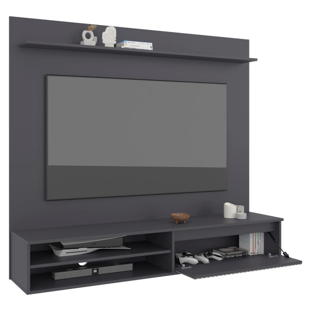 Panel de Tv Bowie, Plomo y Ocaso, Con diseño moderno, superficie para objetos decorativos