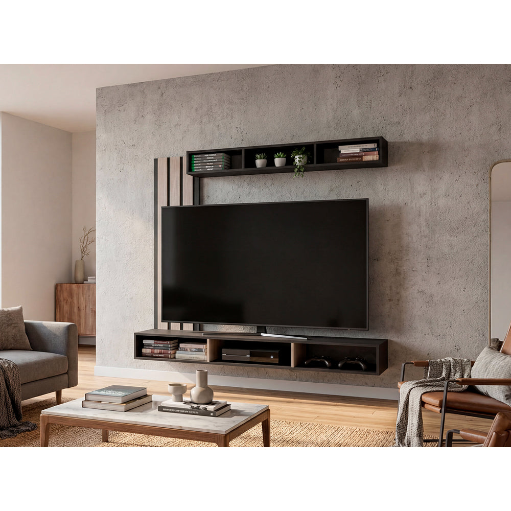 Panel de Tv Joice, Wengue y Positano, con Espacio Para Televisor de Hasta 65"