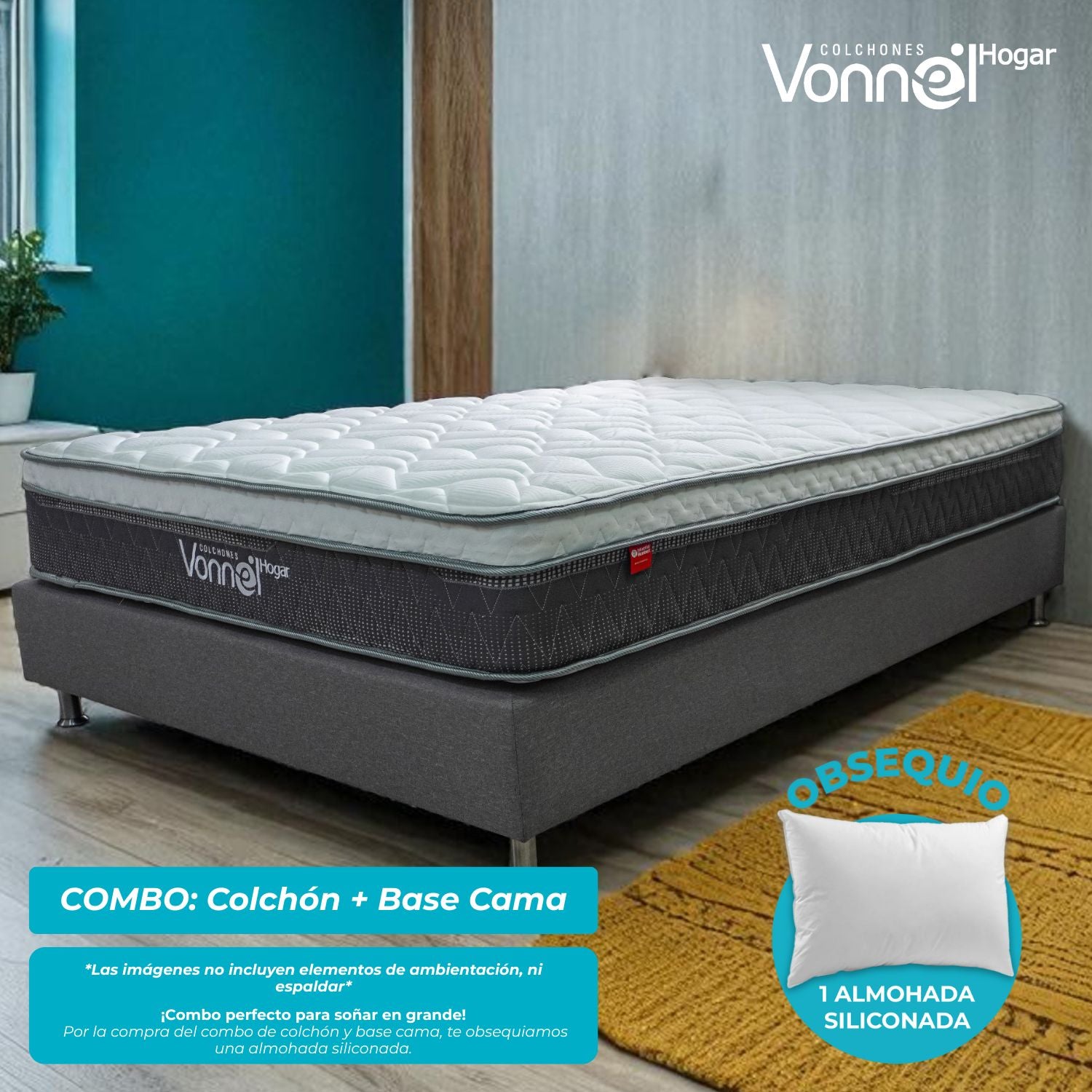 Colchón Combo Vonnel Semidoble (120 X 190 Cm ) Resortado Full Confort