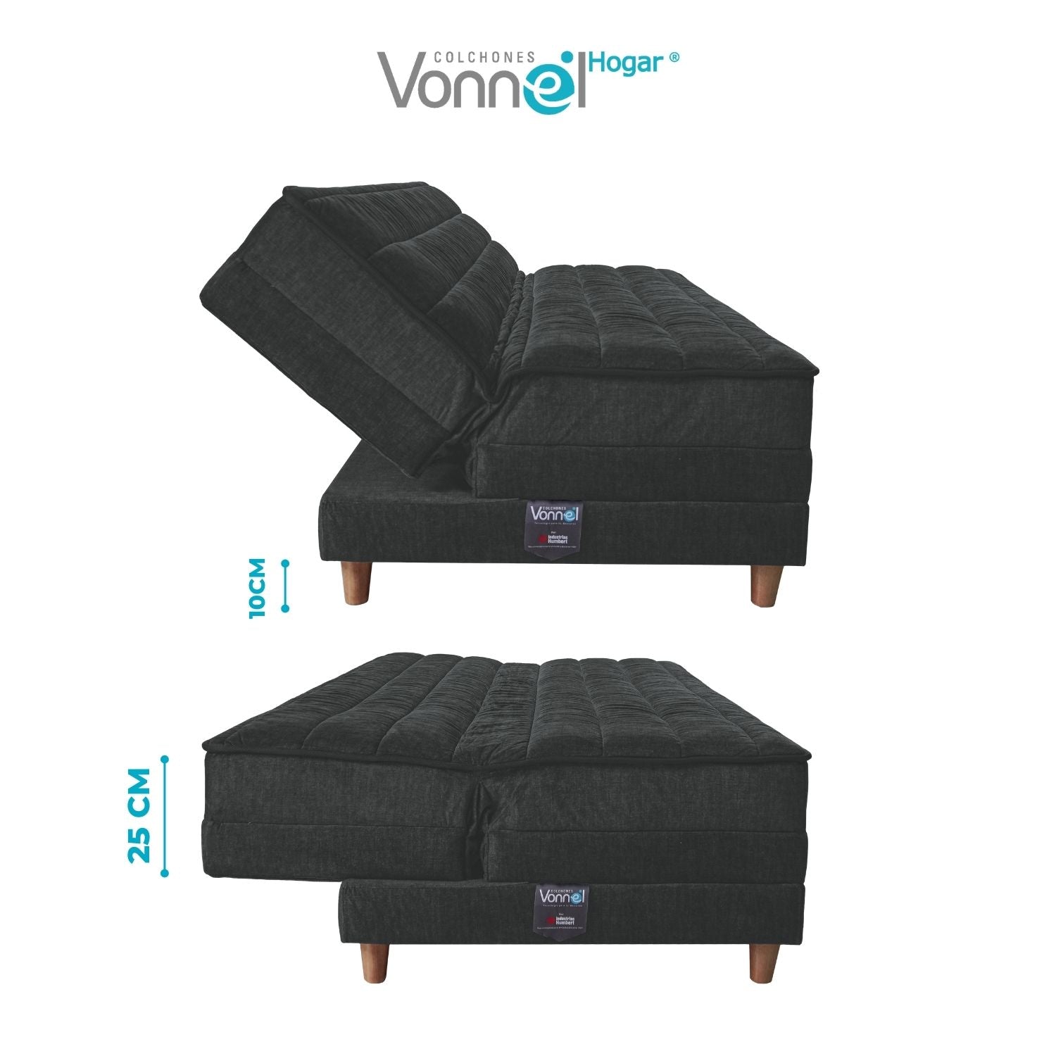 Sofá Cama Europeo Marca Vonnel (120X180 Cm) Grafito