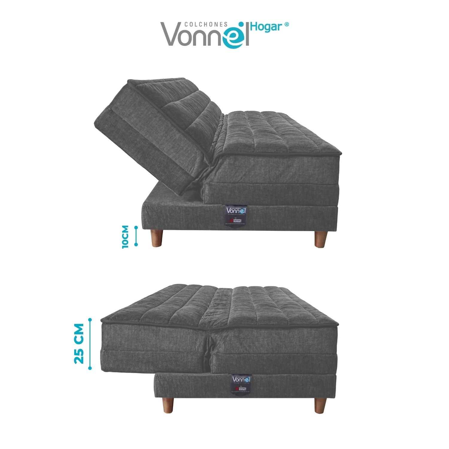 Sofá Cama Europeo Marca Vonnel (120X180 Cm) Plata