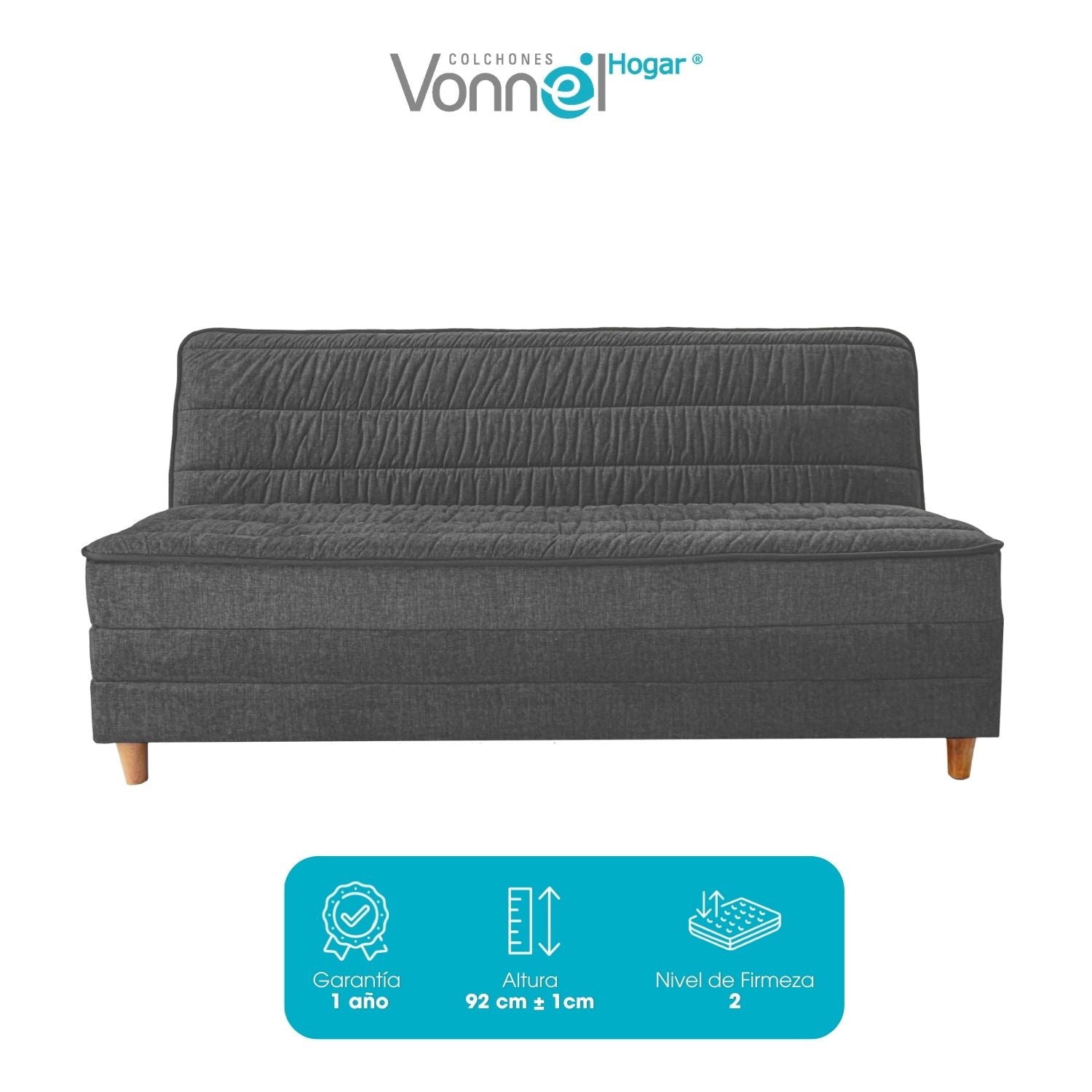 Sofá Cama Europeo Marca Vonnel (120X180 Cm) Plata