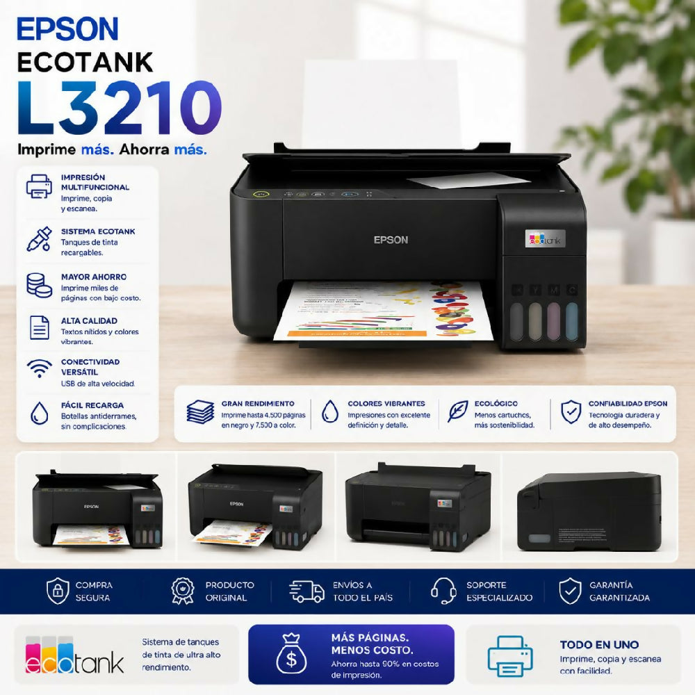 Impresora Epson L3210 EcoTank Con Sistema De Tintas Original