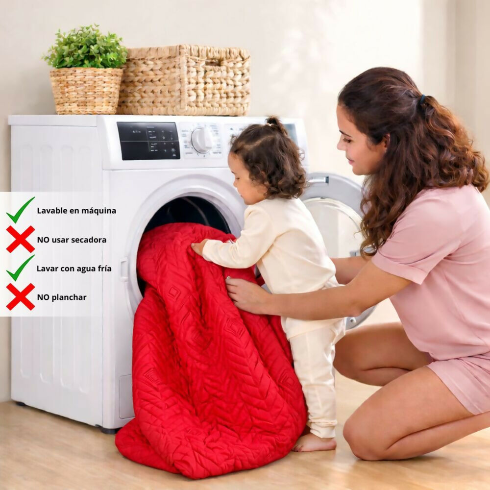 Combo protector colchon king antifluido rojo 200x200cm