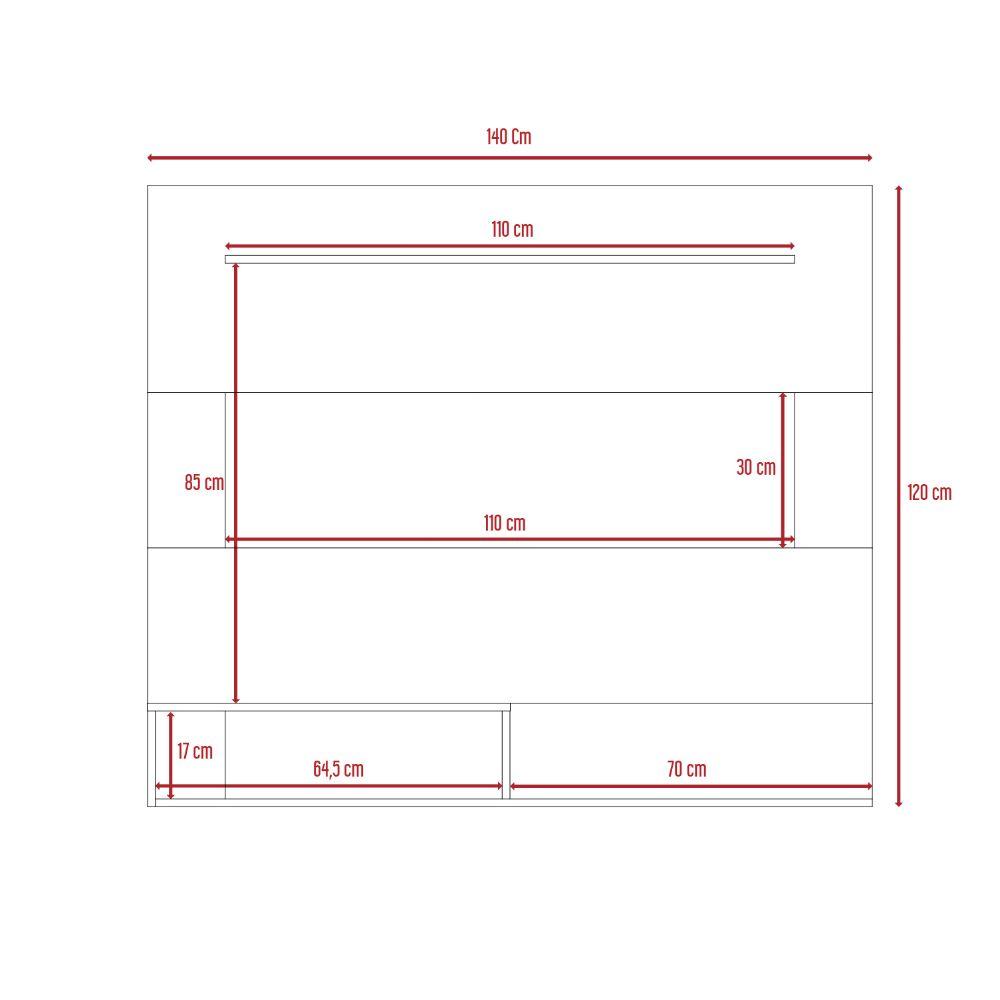 Panel de Tv Ascher, Chocolate, con Espacio Para Televisor de Hasta 55 Pulgadas