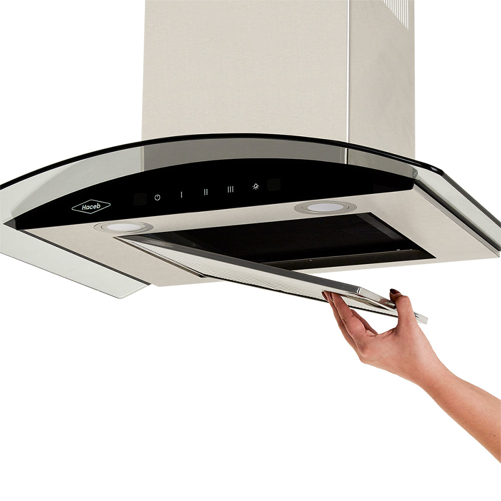 Campana Peninsula Vidrio Inox 60 Cm 3 Velocidades, Negro