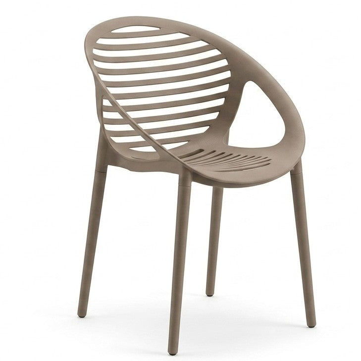 Silla Tokio con Brazos, Color Taupe, con Espaldar y Diseño Moderno