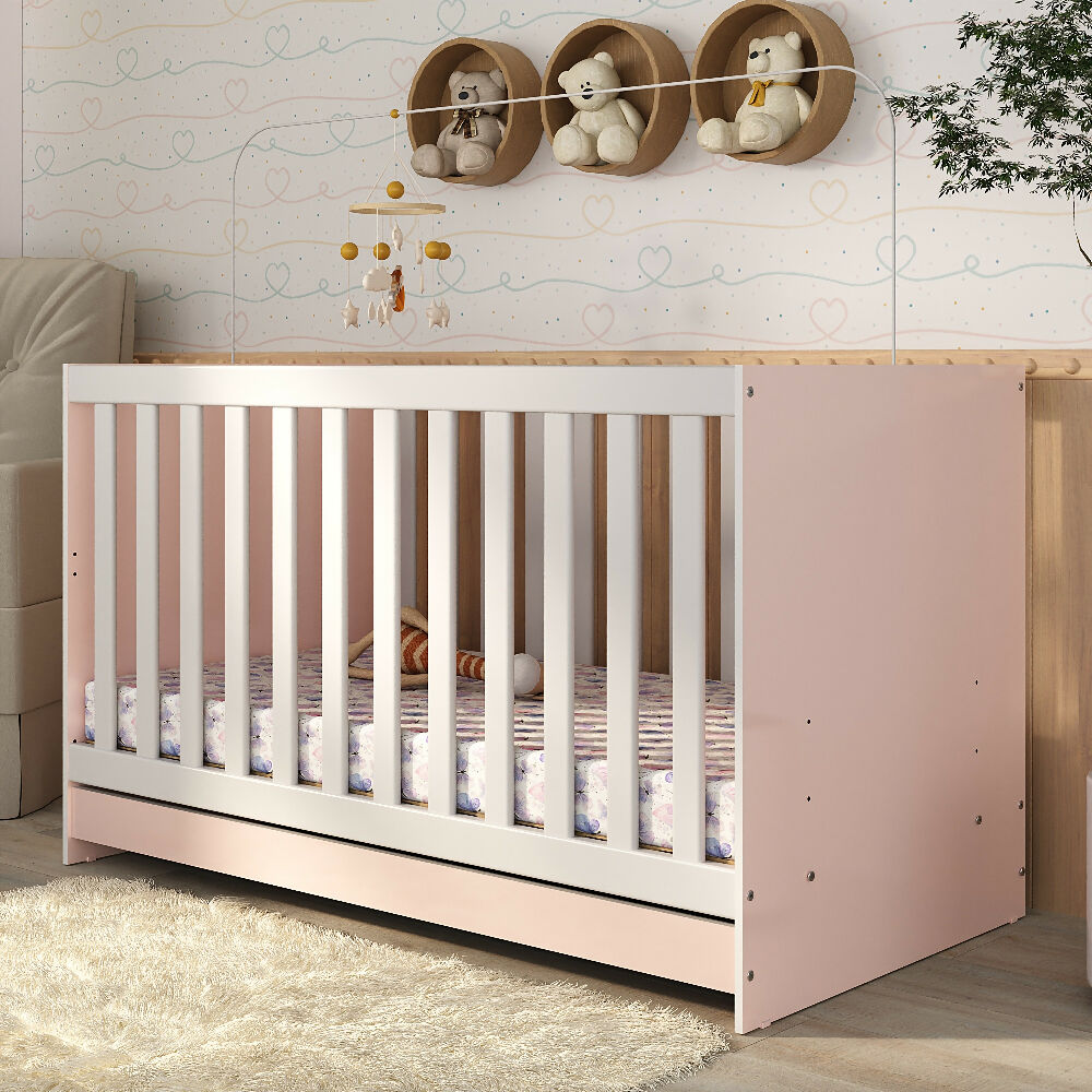 Cuna Bebe Rosa Convertible 3 En 1