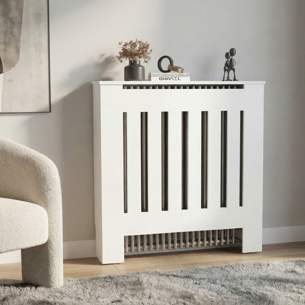 Cubierta para Radiador Linn, Blanco Duqueza, cuenta con espacio para colocar objetos decorativos ZF