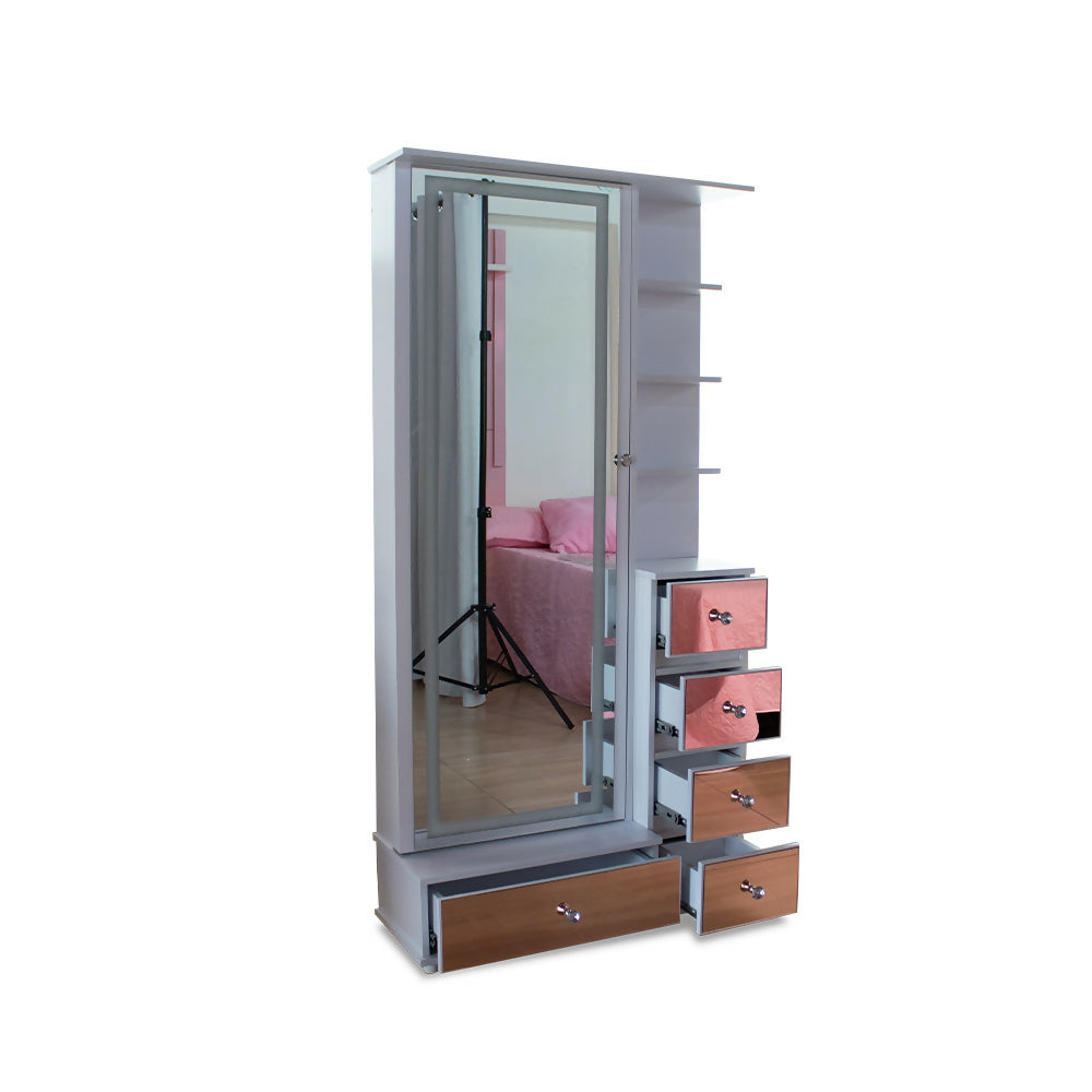 Vanity Puerta Abatible oro rosa Espejo Led