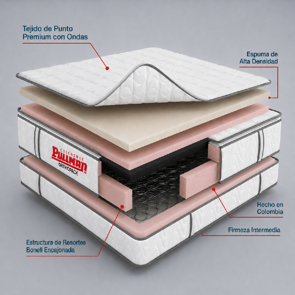 Colchón Orthopack BTU 160X190 Queen, Color Blanco