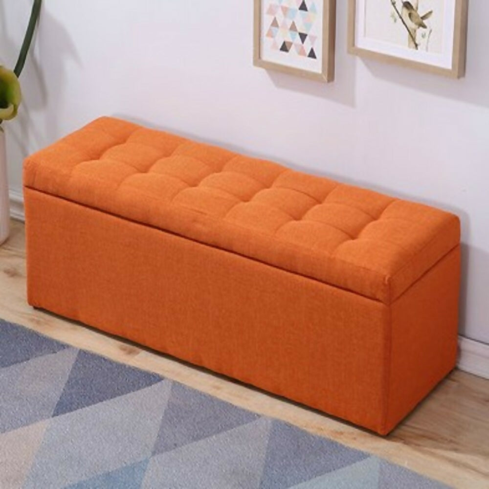puf baul naranja tela 80x40