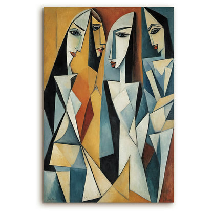 Lienzo Cuadro Decorativo Fragmentos de Miradas Estilo Cubista 110X80CM