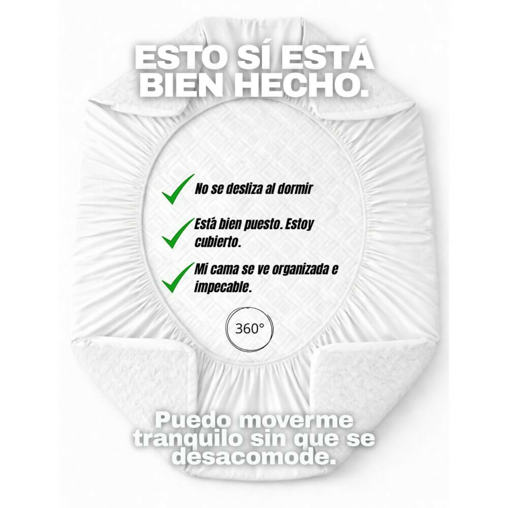 Combo protector colchon doble acolchado blanco 140x190cm
