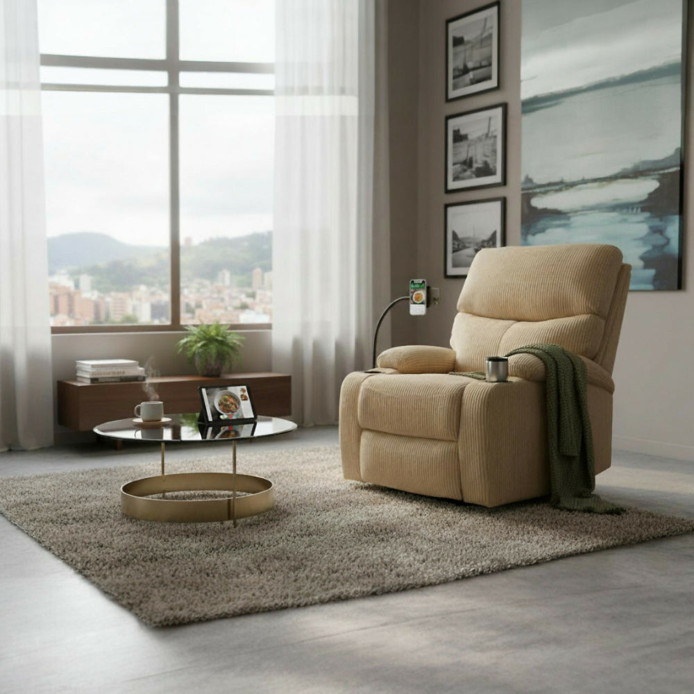 Silla reclinable con soporte Celular Beige Abelyn