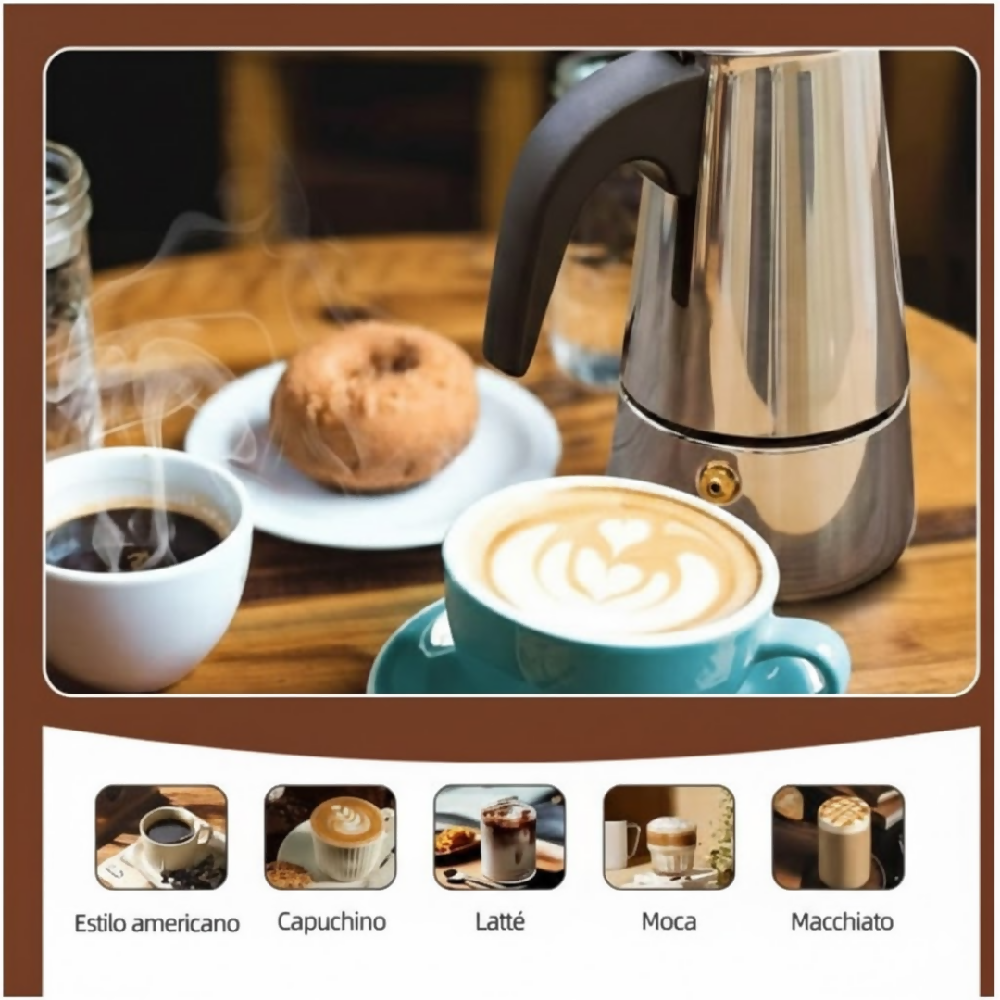 Cafetera Prensa Italiana Acero Inoxidable SL012 Preparación De Café Intenso Con Estilo Clásico