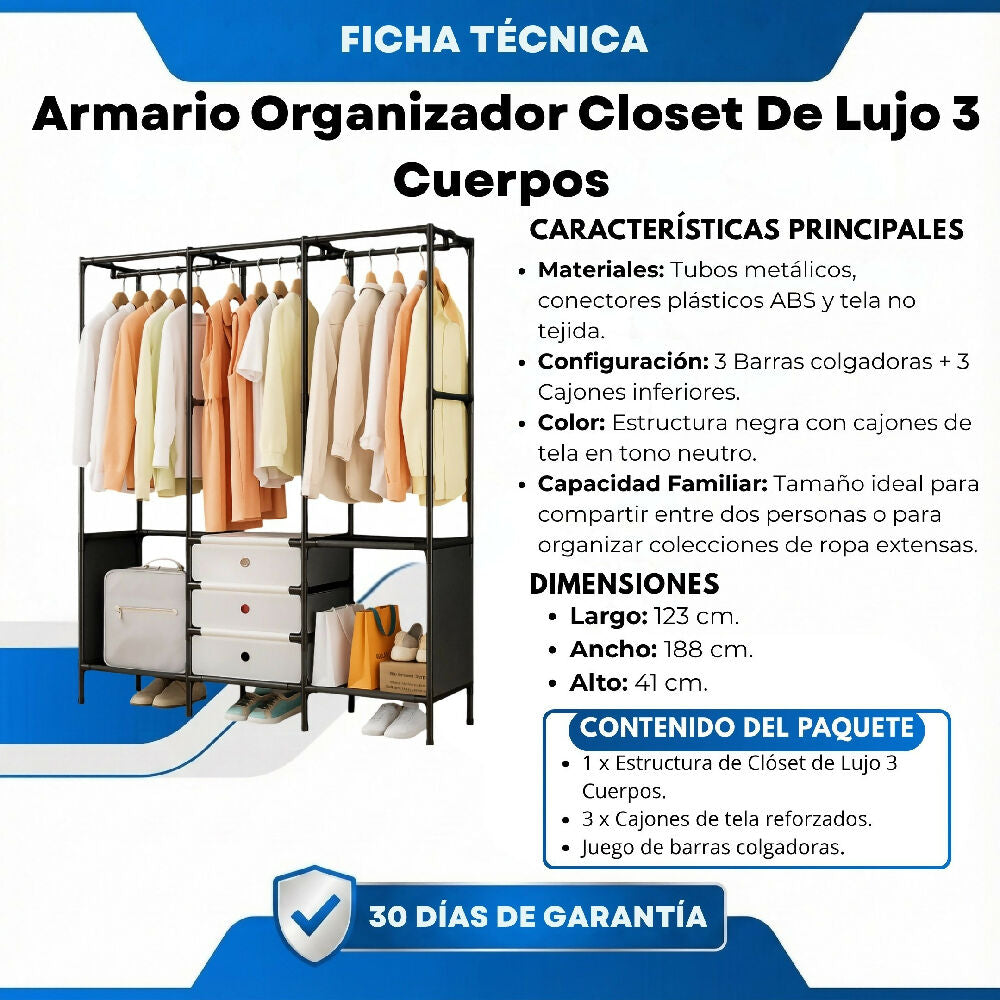 Closet De Lujo 3 Cuerpos Con Estructura Reforzada
