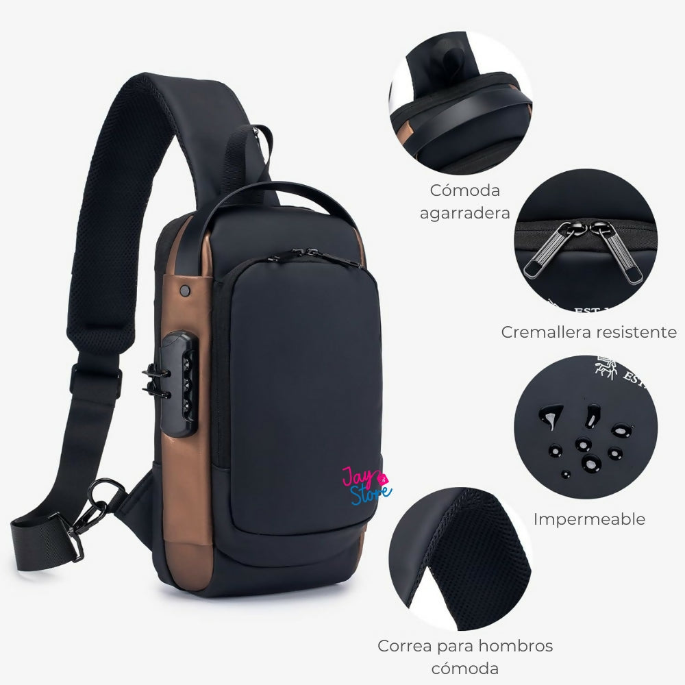 Bolso De Seguridad Canguro Antirrobo Carga USB Impermeable