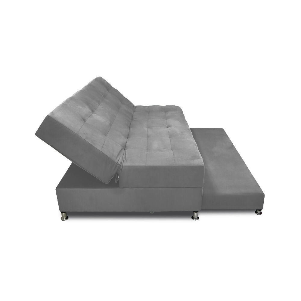 Sofá Cama Tarima Haller En Tela Velvet 190X95X80 Gris