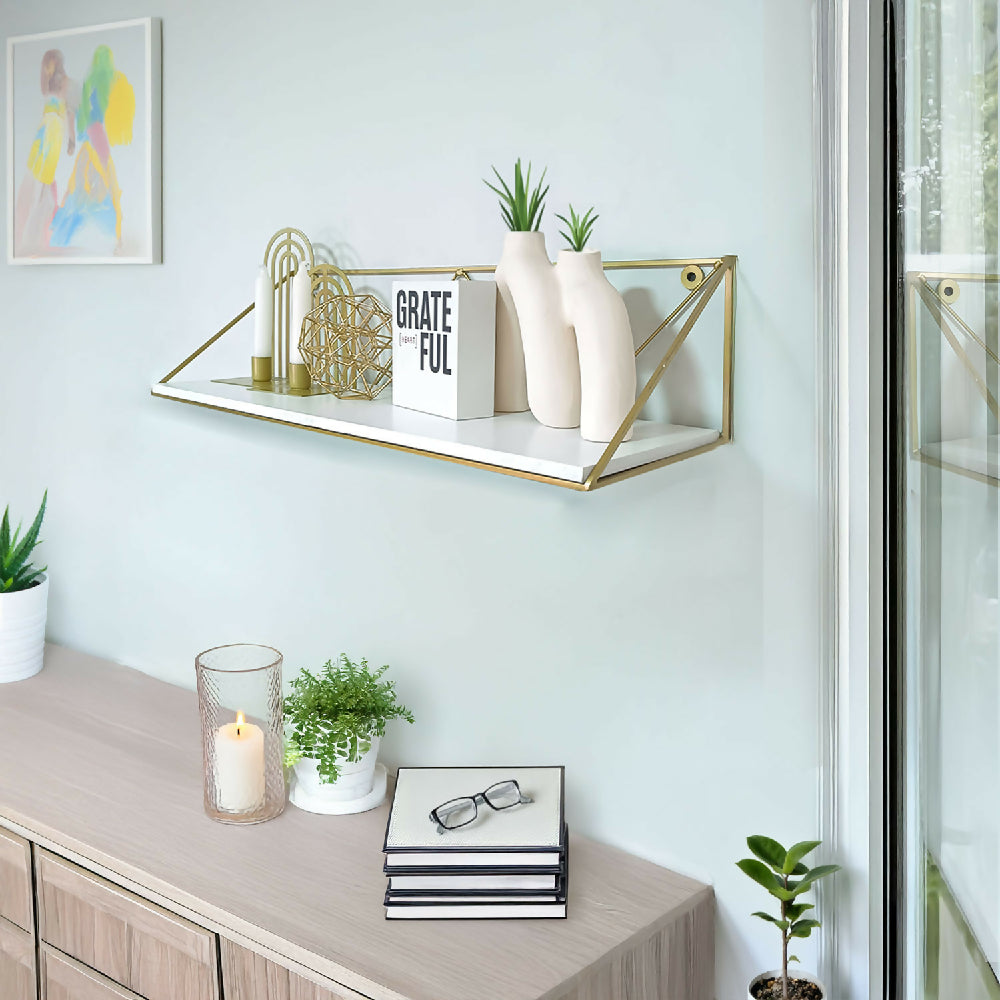 Repisa Metálica Novo, Dorada + Blanco