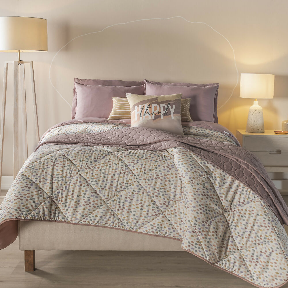 Juego Edredon Pretty, para Cama King, 2 Vistas (Incluye 2 Fundas 2 Cojines 1 Cubrecama)