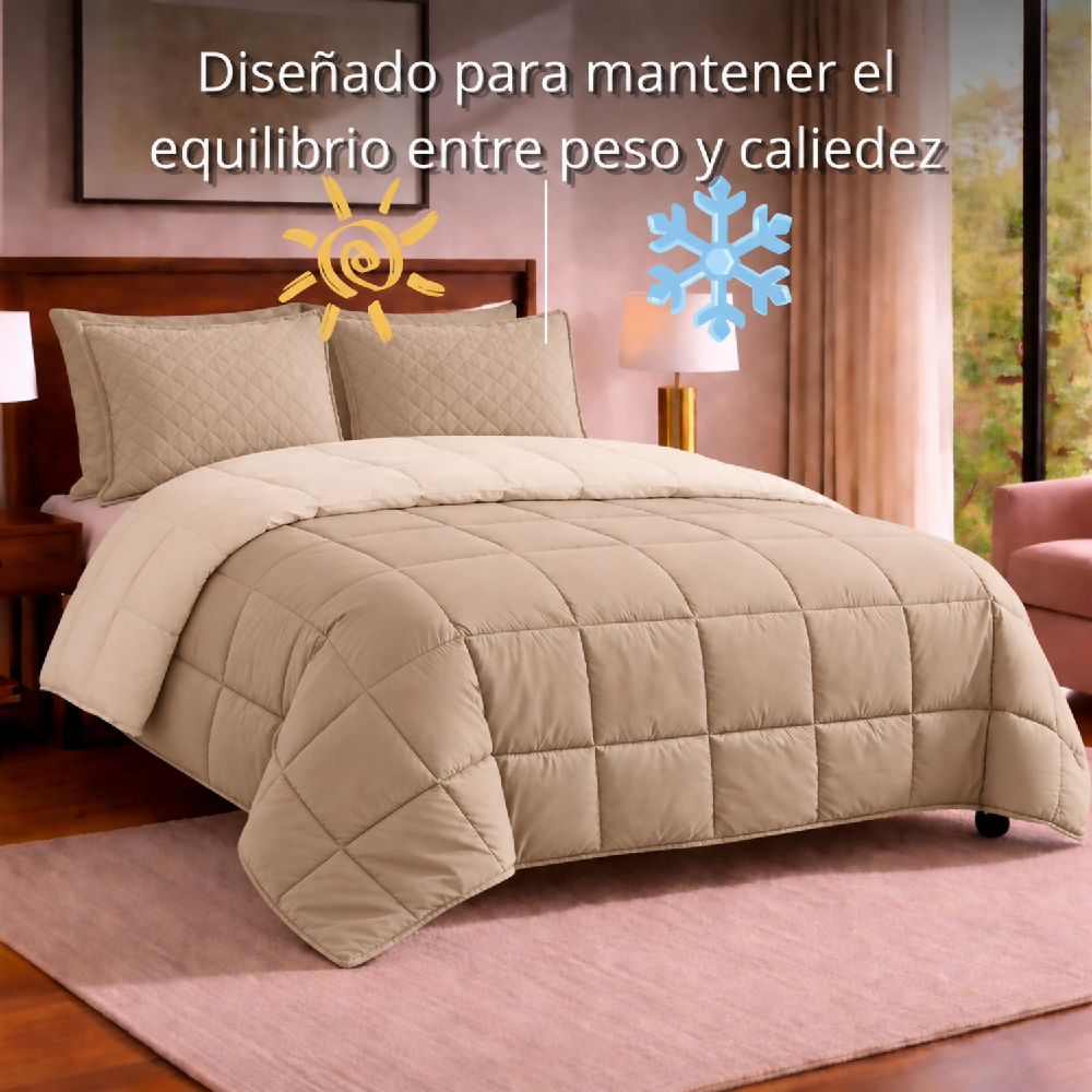 Edredon Cubrelecho Semidoble Beige
