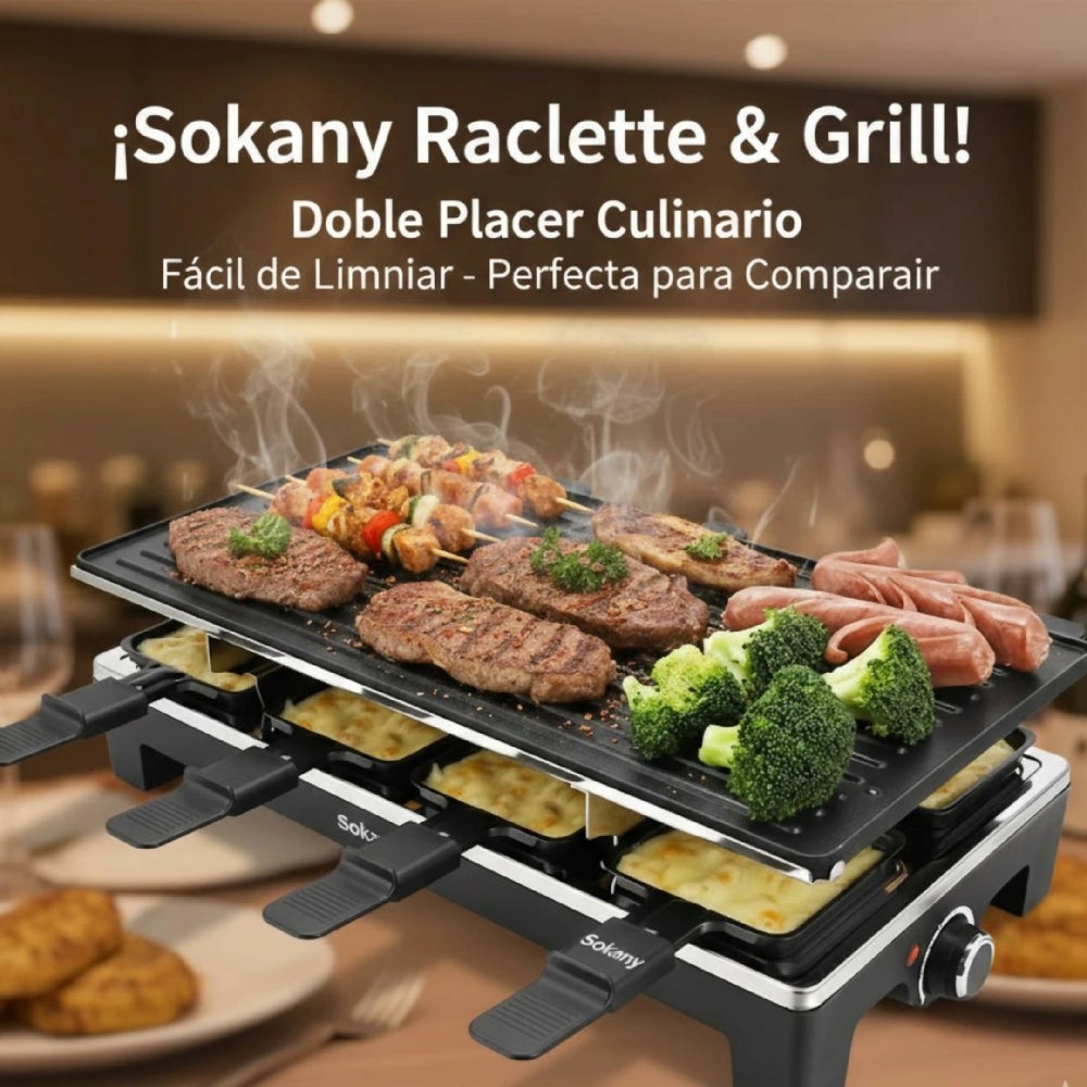 Plancha Parrilla Eléctrica Sokany Antiadherente De Alta Potencia 1500W
