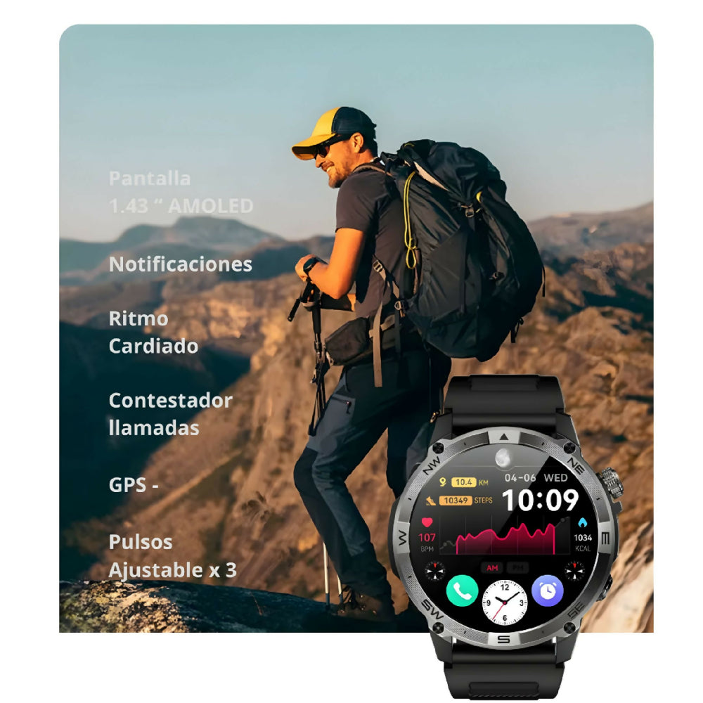 Smartwatch G-Tide R6 Pro Reloj Inteligente Deportivo Con Llamadas Bluetooth, GPS, Resistente Al Agua IP68