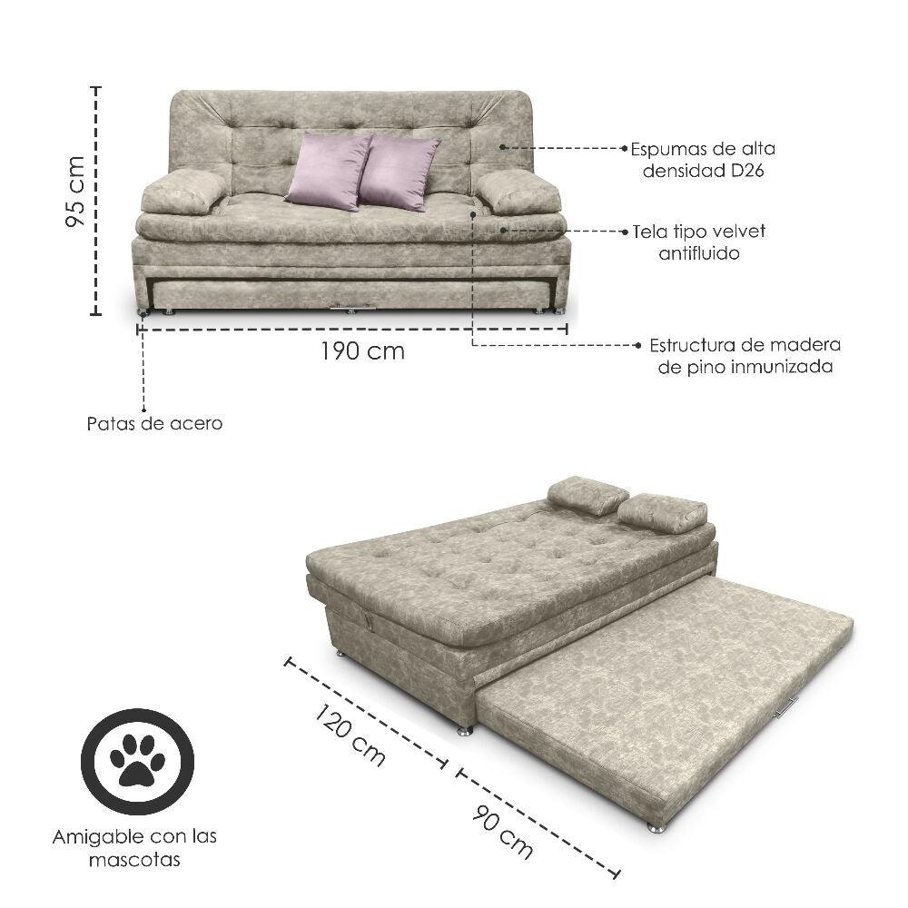 Sofa cama Nido Tarima Olsen Tela Camel - Incluye Cojines