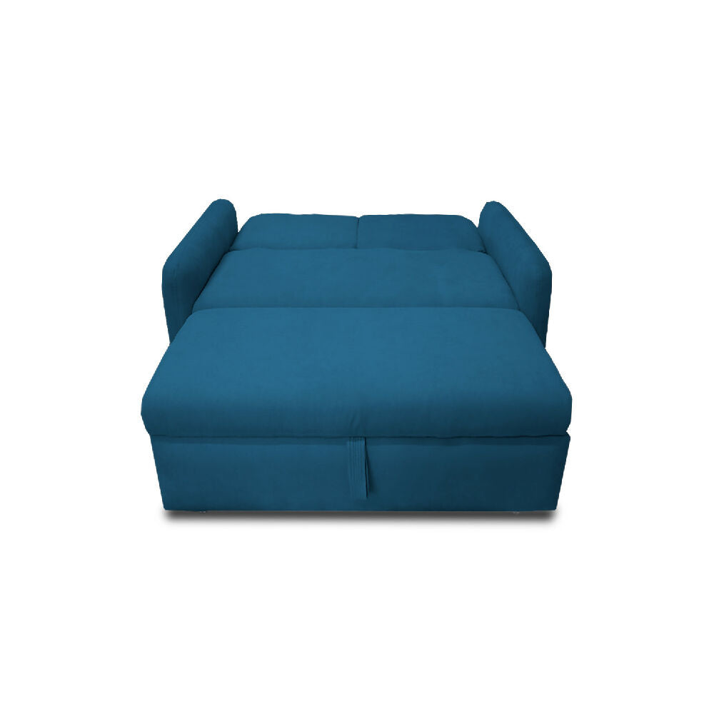 Sofacama Nube Multifuncional Carrito Reclinable Azul Petróleo + Cojines