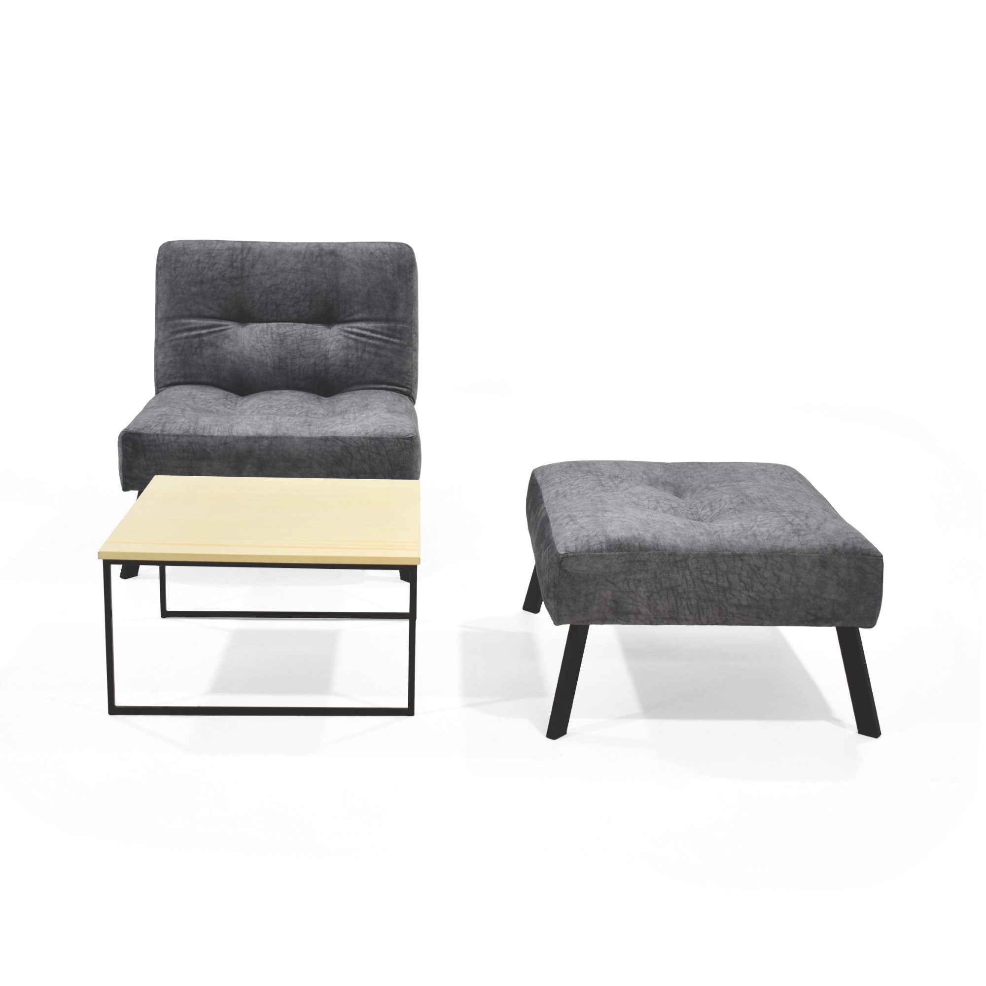 Sala con Poltrona Reclinable y Puff Togo Gris con Mesa Toulouse