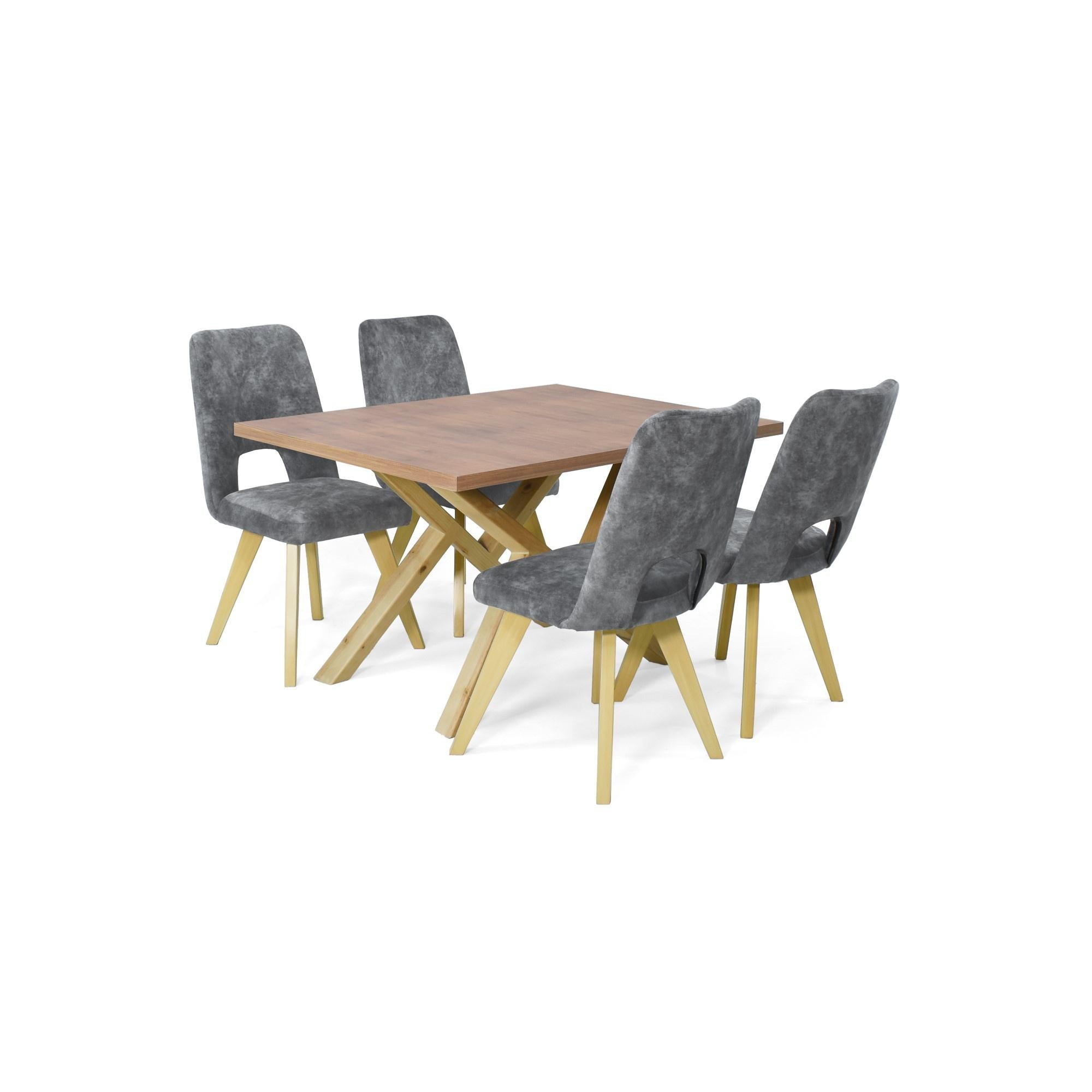 Comedor Astoria 4 Puestos con Sillas Leira Tela Gris