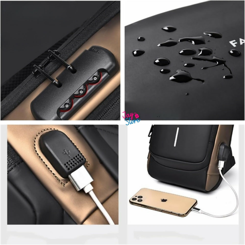 Bolso De Seguridad Canguro Antirrobo Carga USB Impermeable