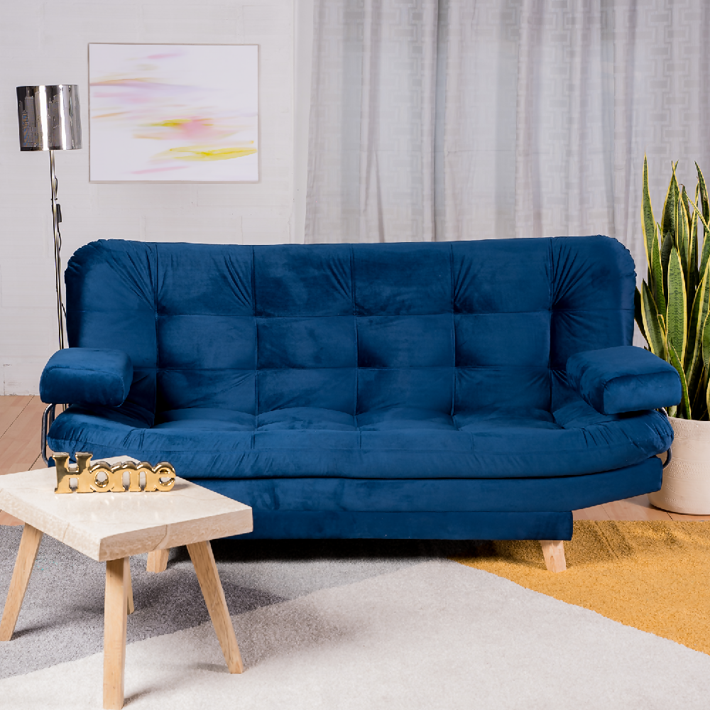 Sofa Cama Valencia Azul Petroleo 3 Puestos