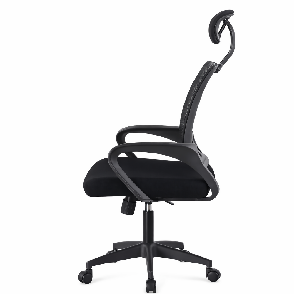Silla Ergonomica Oficina Malla Con Cabecero Negra