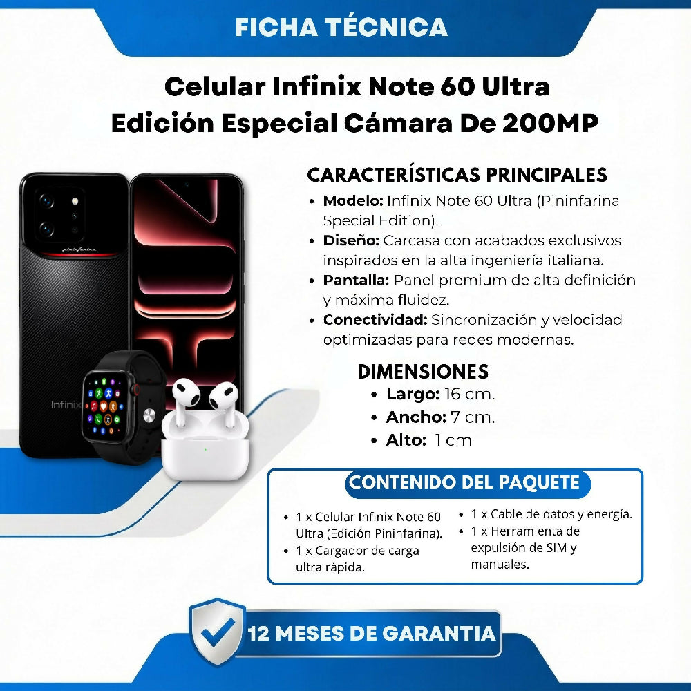 Celular Infinix Note 60 Ultra Edición Especial Cámara De 200MP Negro + 2 Regalos Imperdibles