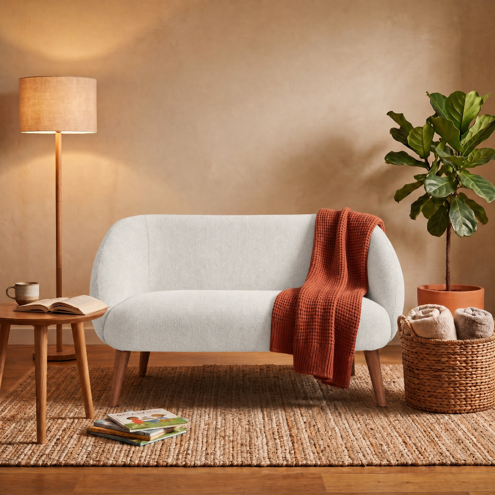 Sofa 2 Puestos Astra 130x76x77 cm Tela Crudo