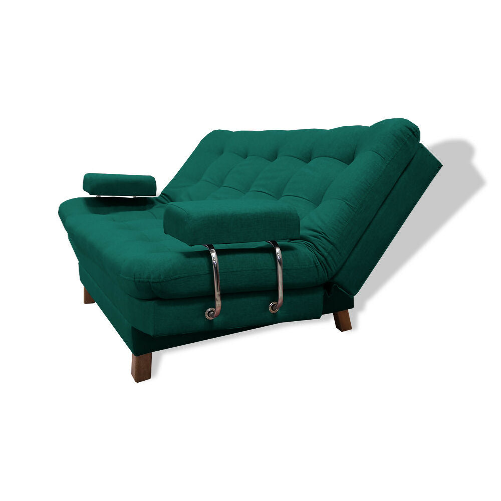 Sofacama Brunner 3 Posiciones Con Brazos extraíbles Verde + Cojines Decorativos