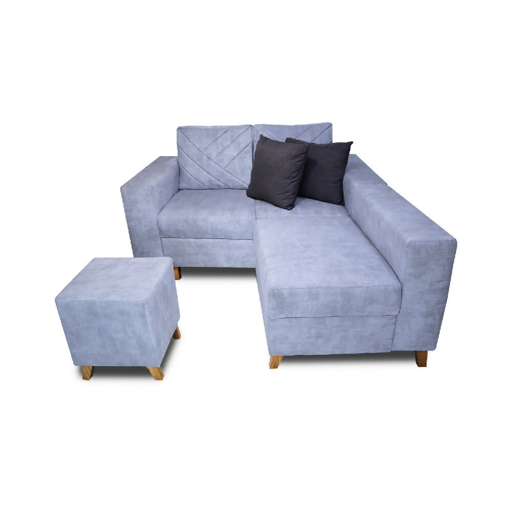 Sala Amsterdam + Silla + Puff en Tela Amigable Con Mascotas 150X72X155 Cm Hielo