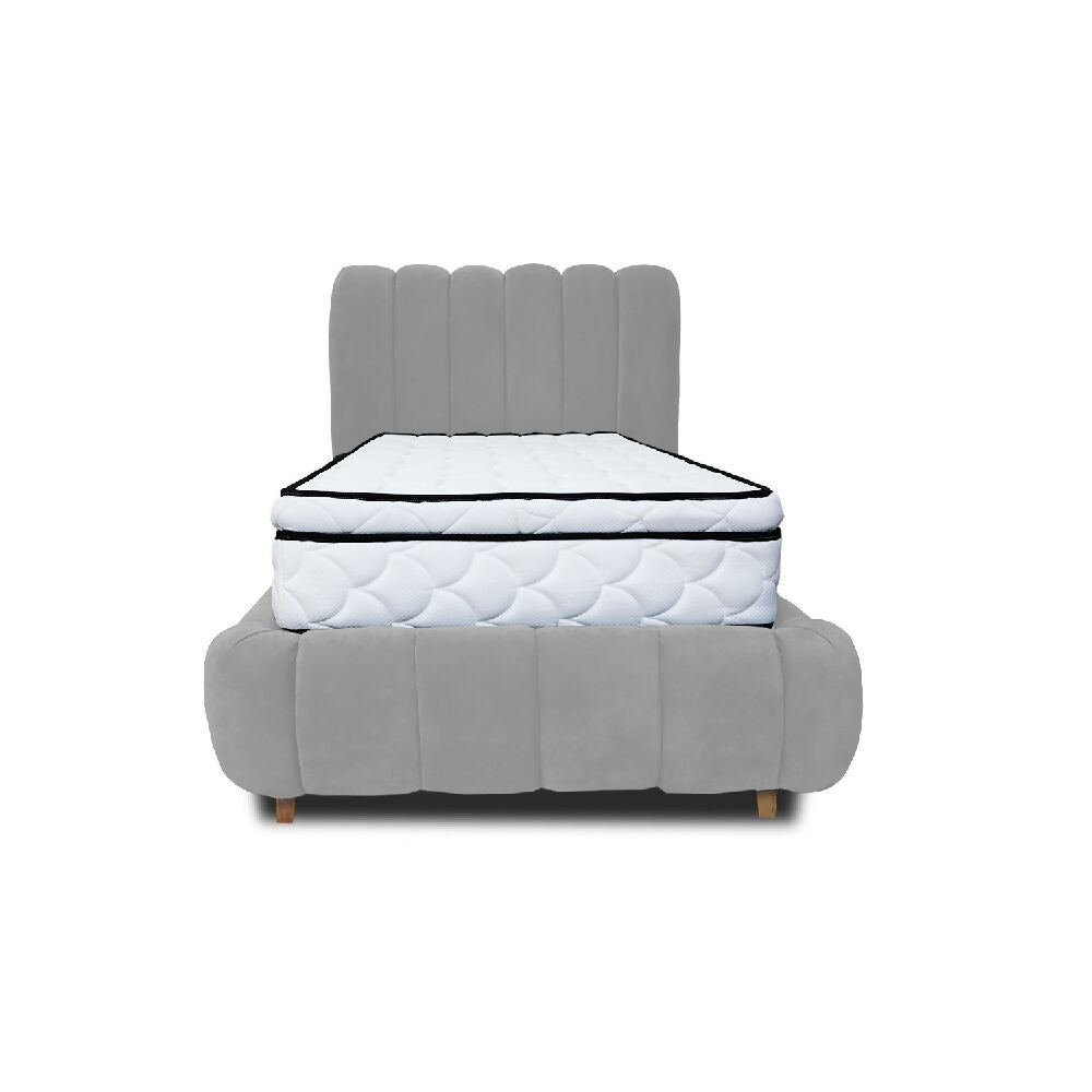Combo Basecama Praga Modular Gris 120 Semidoble mas Espaldar