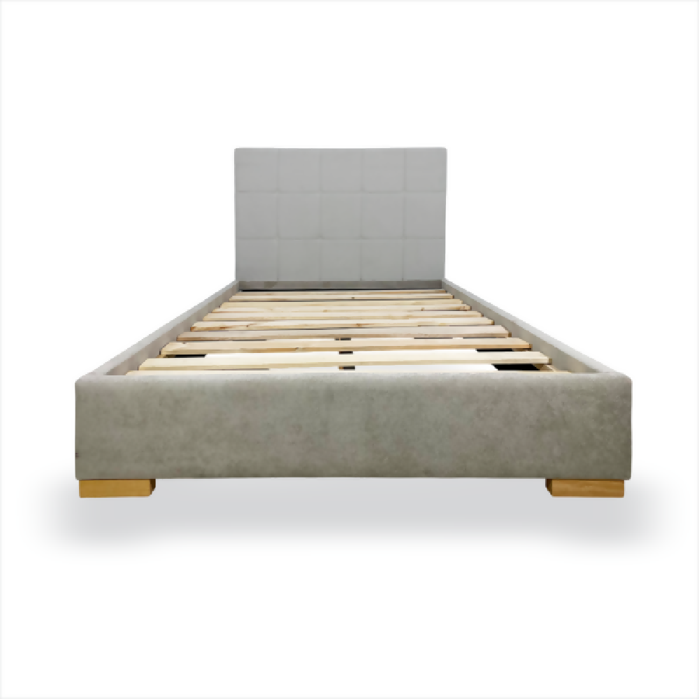 Cama Tapizada Formosa Chocolate en madera