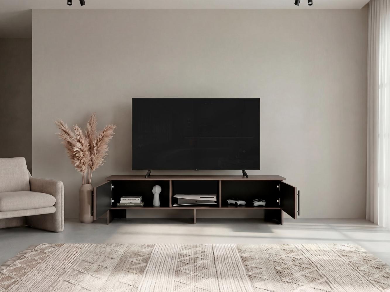 Mesa Para Tv Dago, Avellana y Wengue, Para Televisor de Hasta 65 Pulgadas con dos puertas