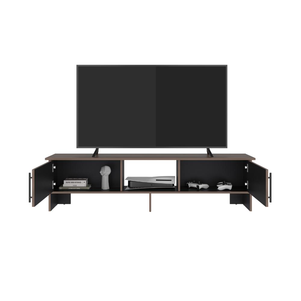 Mesa Para Tv Dago, Avellana y Wengue, Para Televisor de Hasta 65 Pulgadas con dos puertas
