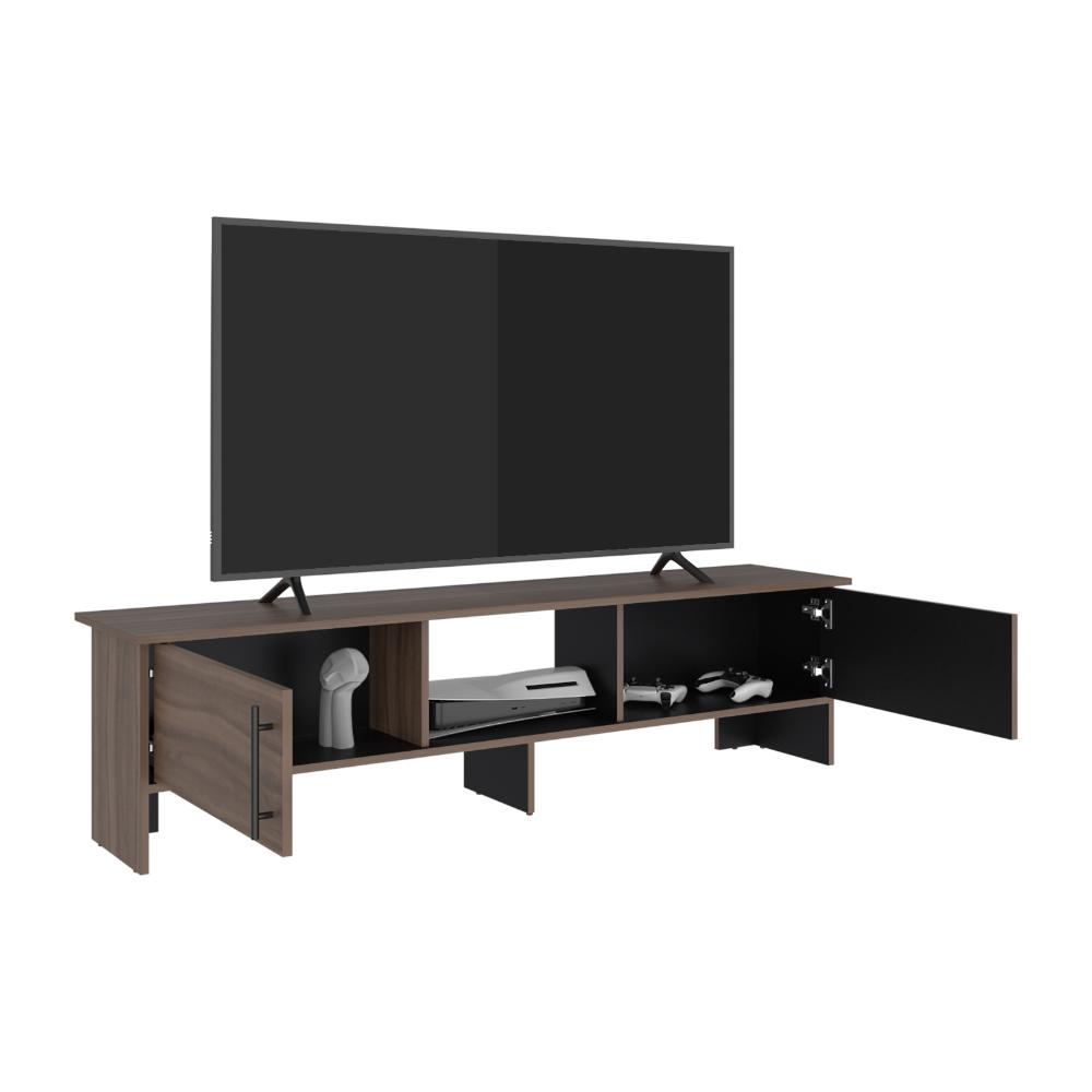 Mesa Para Tv Dago, Avellana y Wengue, Para Televisor de Hasta 65 Pulgadas con dos puertas