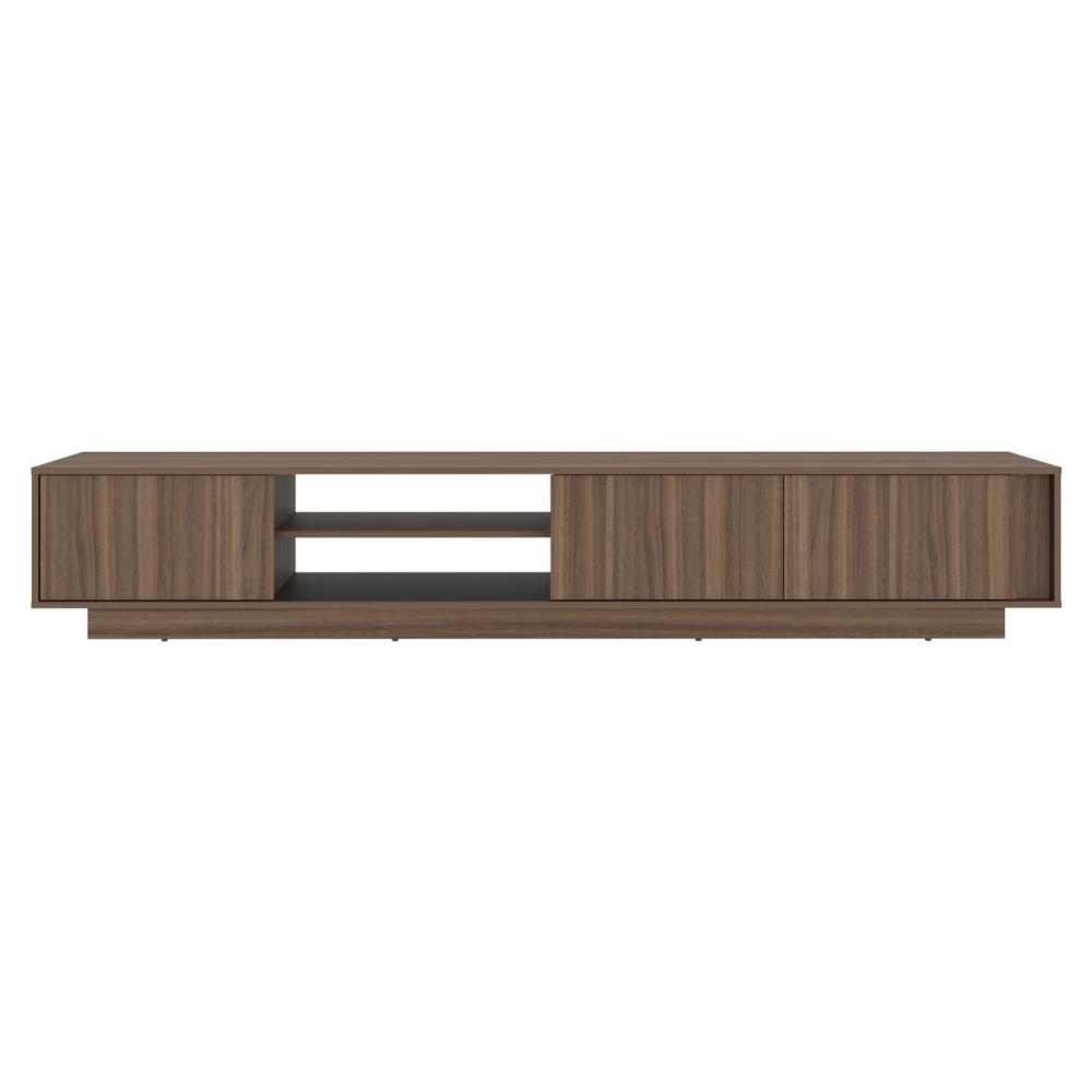 Mesa Para Tv Maldivas, Avellana y Wengue, Para Televisor de Hasta 100 Pulgadas con tres puertas