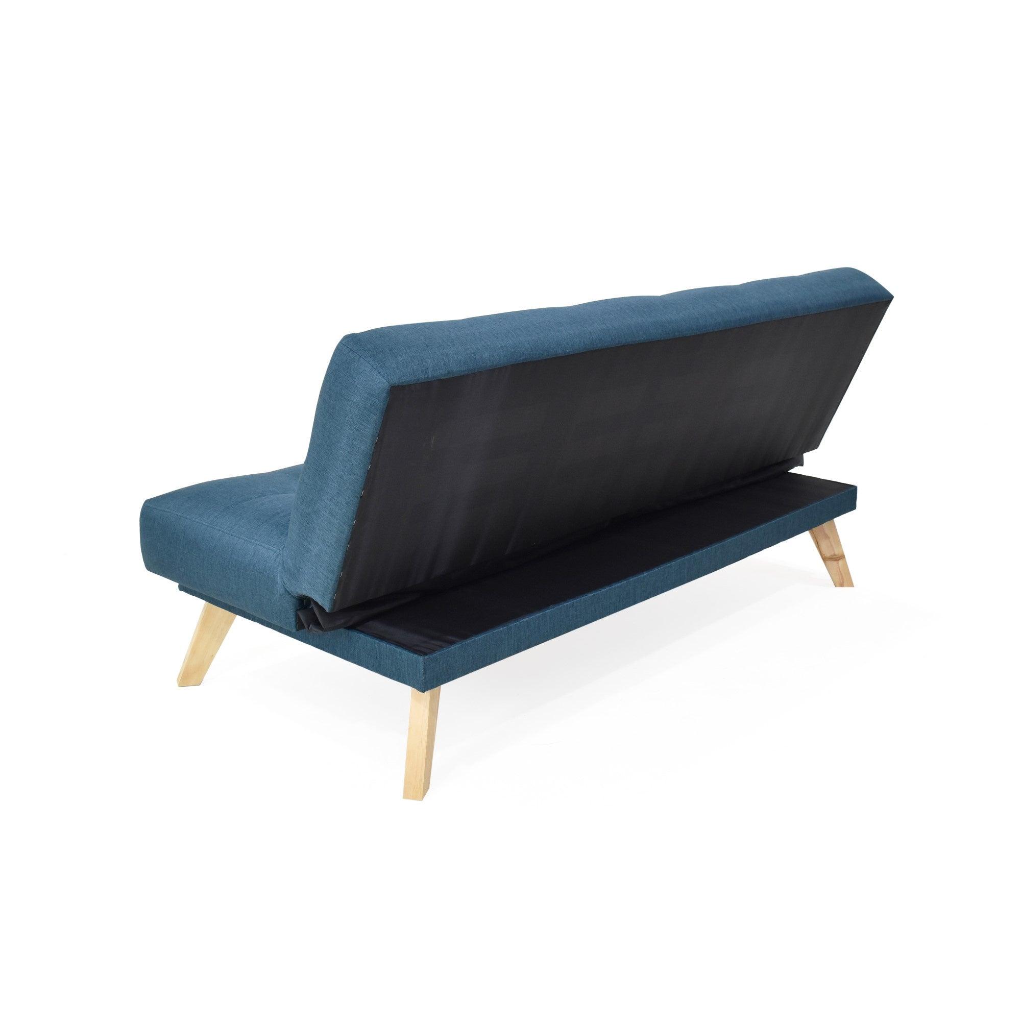 Sala con Sofa Cama Porto Nova Tela Azul Plata