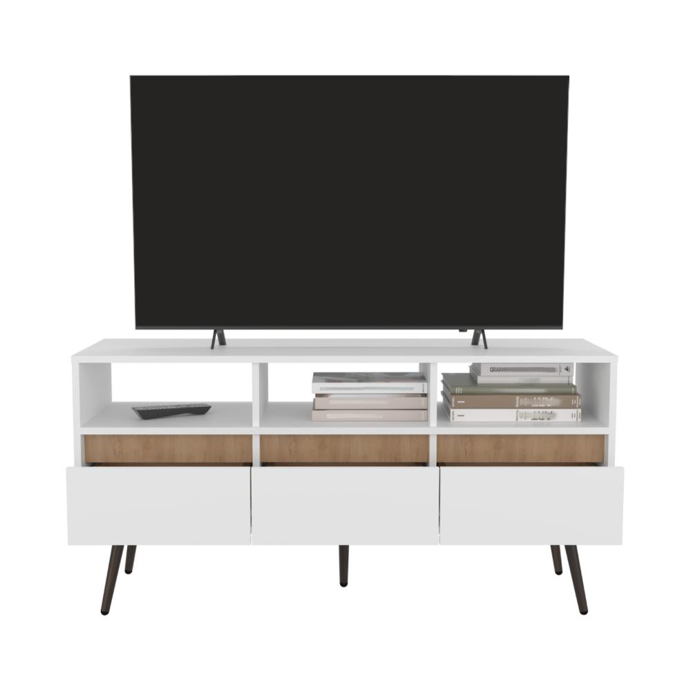 Mesa para TV Aranez, Blanco y Fresno Europeo, para TV Máximo 50" ZF