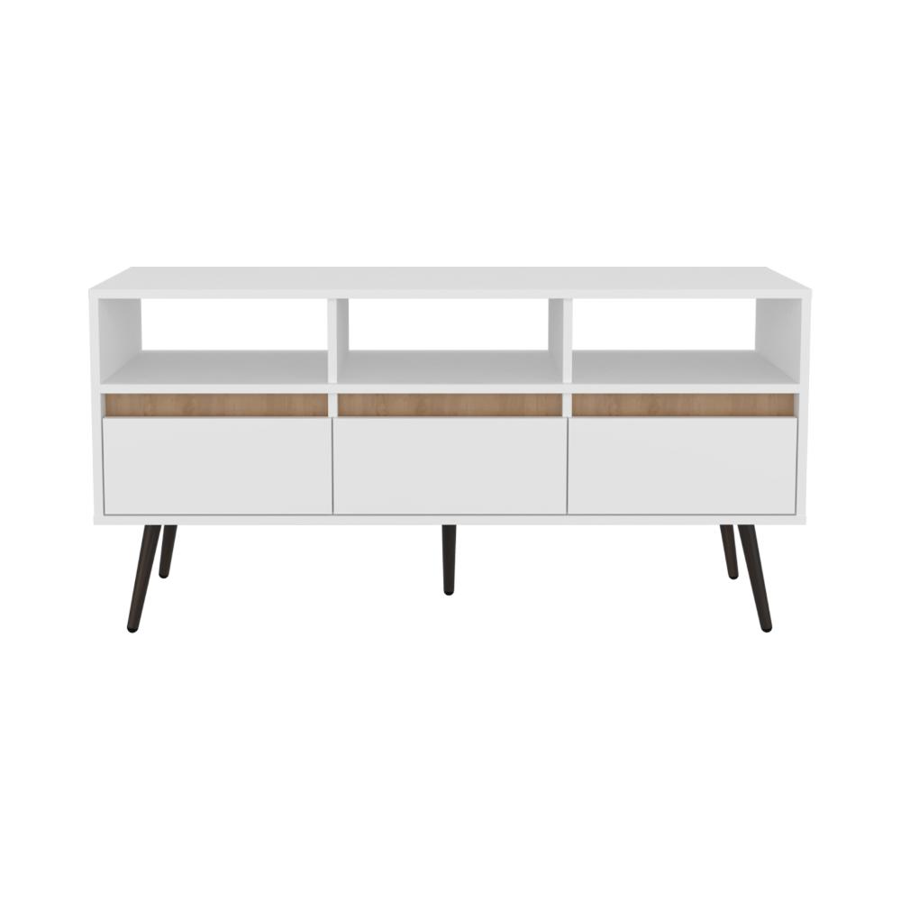 Mesa para TV Aranez, Blanco y Fresno Europeo, para TV Máximo 50" ZF